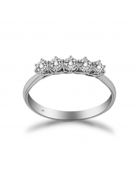 Anello fedina 5 diamanti OPERA ITALIANA JEWELLERY modello PIENZA