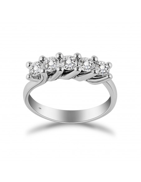 Anello fedina 5 diamanti OPERA ITALIANA JEWELLERY modello SAN GIMIGNANO