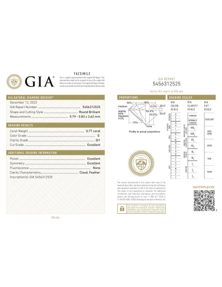diamante investimento ct. 0.75 G-SI1 certificato GIA
