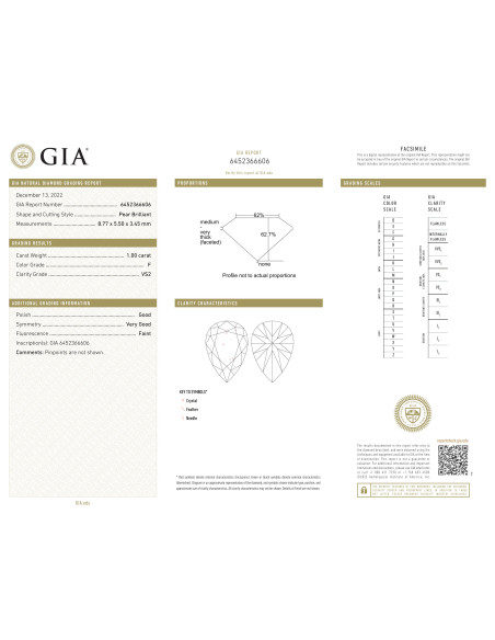 diamante investimento goccia ct. 1.00 F-VS2 certificato GIA