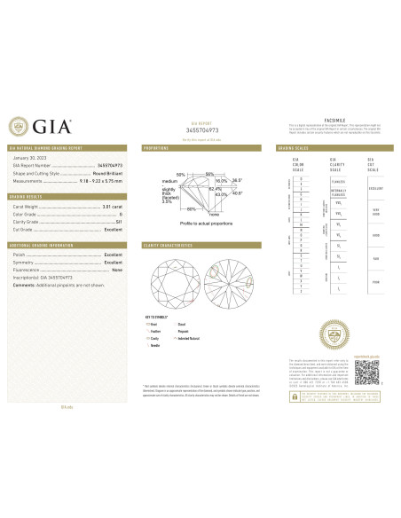 diamante investimento ct. 3.00 G-SI1 certificato GIA