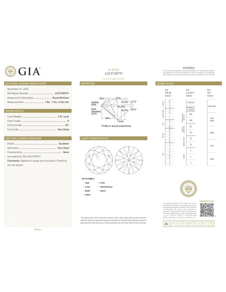 diamante investimento ct. 2.00 G-SI1 certificato GIA