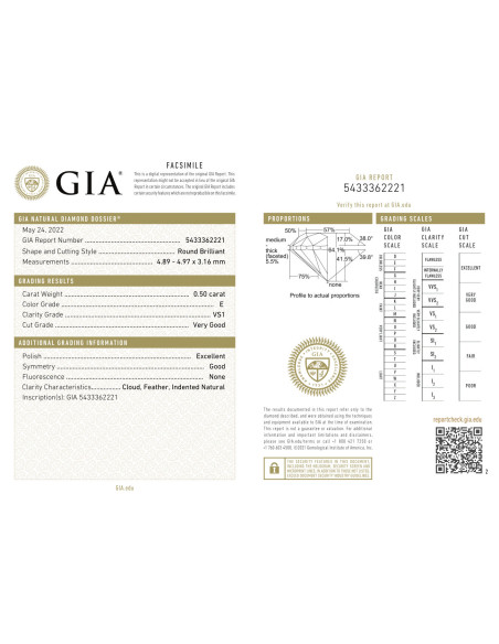 diamante investimento ct. 0.50 E-VS1 certificato GIA