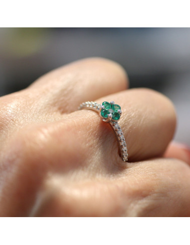 Anello fiore smeraldo e diamanti...