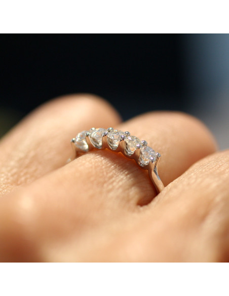 Anello fedina 5 diamanti OPERA ITALIANA JEWELLERY modello RAGUSA