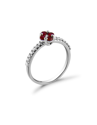 Anello fiore rubino e diamanti OPERA ITALIANA JEWELLERY modello FIORE RUBINO