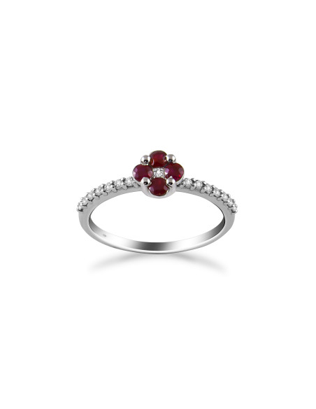 Anello fiore rubino e diamanti OPERA ITALIANA JEWELLERY modello FIORE RUBINO