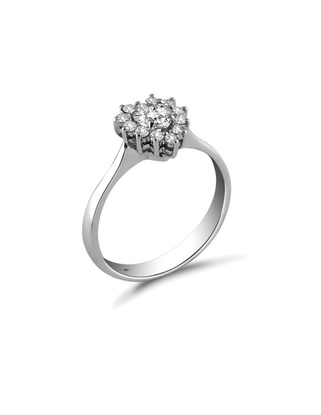 Anello diamante taglio cuore e contorno OPERA ITALIANA JEWELLERY modello CUORE RICCO