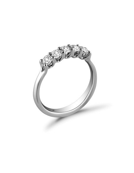 Anello fedina 5 diamanti OPERA ITALIANA JEWELLERY modello RAGUSA